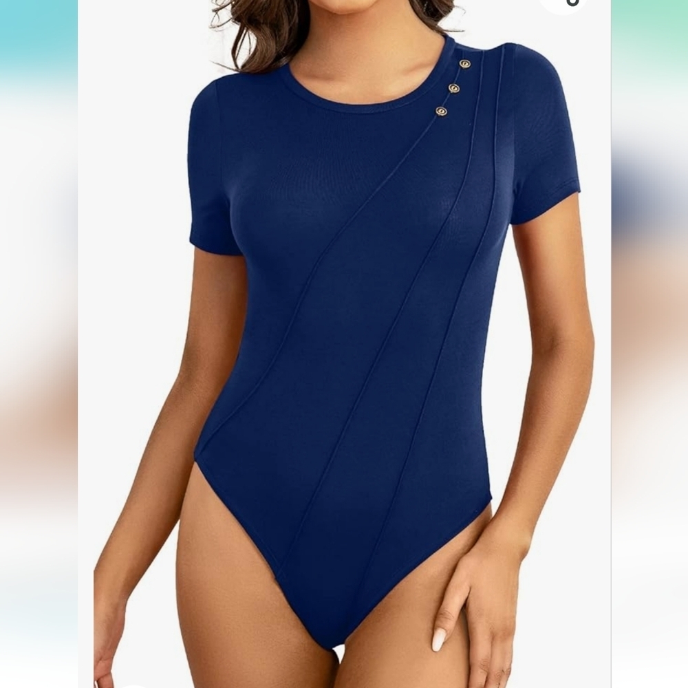 Nwt DouBCQ Womens Short Sleeve Tops Crewneck Tshirt Bodysuit Jumpsuit